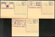 India 2020 3 Diff. COVID-19 Blue Slogan Cancellation on Gandhi Post Card Mint # 16196