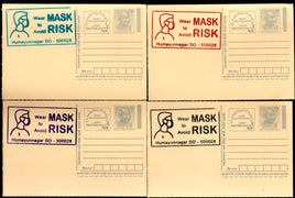 India 2020 Wear Mask COVID-19 4 diff Colour Slogan Cancellation on Gandhi Post Card Mint # 16310