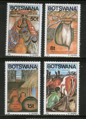 Botswana 1986 Traditional Milk Containers Cow Cattle Agriculture Sc 384-87 MNH # 163