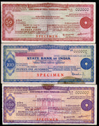 India Rs. 50/100/500 State Bank of India Traveller's Cheque SPECIMEN # 16483