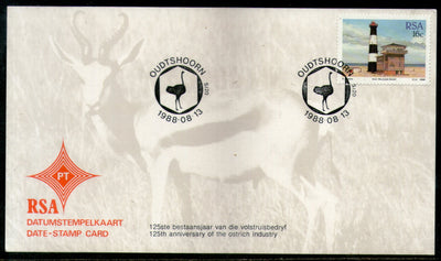 South Africa 1988 Ostrich Industry Anni. Birds Lighthouse Date Stamp Card #16530