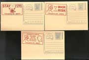 India 2020 3 Diff. COVID-19 Red Slogan Cancellation on Gandhi Post Card Mint # 16585