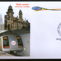 India 2016 Metro Train Transport Railway Temple KAWNPEX Special Cover # 18140