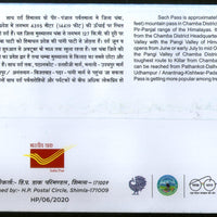India 2020 Sach Pass Chamba Himalaya Mountain Special Cover # 18231