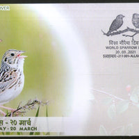 India 2021 World Sparrow Day Wildlife Birds Allahabad Special Cover # 18491