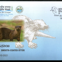 India 2021 Wildlife Week Otter Animals Special Cover # 18632