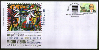 India 2020 Micro Vision Salutes the Guardians Ophthalmologists Health Special Cover # 18764