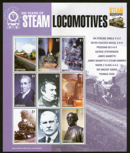 Grenada 2004 Steam Locomotive Railway Train Sc 3456 Sheetlet MNH # 19016