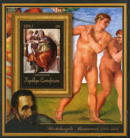 Central African Republic 2011 Nude Painting by Michelangelo Art Sc 1698 M/s MNH # 19081 - Phil India Stamps