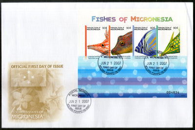 Micronesia 2007 Island Fishes Marine Life Animals Sc 742 Sheetlet FDC # 19118