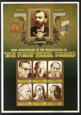 Palau 2001 100th Anniversary of Nobel Prizes Sc 624 Sheetlet MNH # 19227