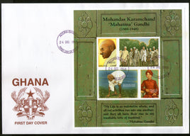 Ghana 1998 Mahatma Gandhi of India Sheetlet Sc 2075 FDC # 15240