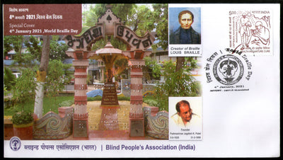 India 2021 World Braille Day Louis Braille Special Cover # 19246