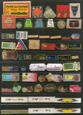 India 1950's 70 Diff. Rose French Print Vintage Perfume Label Multi-Colour # 193 - Phil India Stamps