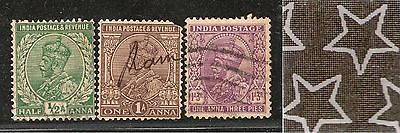 India 3 Diff KG V ½A 1A & 1A3p ERROR WMK - Multi Star Inverted Used as Scan 3756