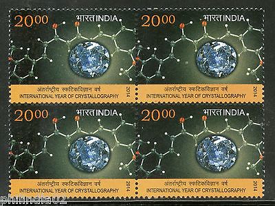 India 2014 International Year of Crystallography Gems BLK/4 MNH
