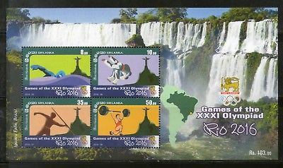 Sri Lanka 2016 Rio Olympic Games Brazil Sport Wrestling Waterfall M/s MNH #16291