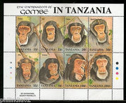 Tanzania 1992 Chimpanzees of Gombe Wildlife Animals Sc 876 Sheetlet MNH # 8194