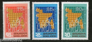 Bangladesh 1974 First Census in Bangladesh Map Sc 58-60 MNH # 1334