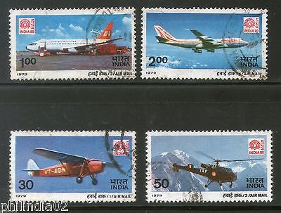 India 1979 Air Mail Carrying Aircrafts India-80 Aviation 4v Phila-795a Used Set