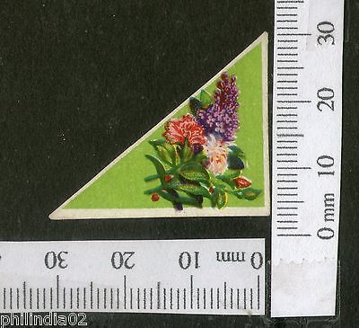 India 1950's Blank Flower French Print Vintage Perfume Label Multi-Colour # 2791