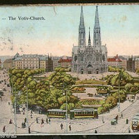 Austria 1912 Vienna Votiv Church Tramways View Picture Post Card to France #237