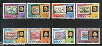 Rwanda 1979 Sir Rowland Hill Stamp on Stamp Animals Flower Sc 935-42 MNH # 13186
