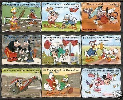 St. Vincent 1996 Disney Mickey Donald Cartoon Sport 9v set MNH # 2720