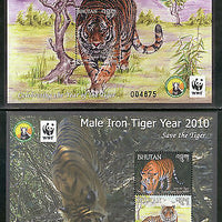 Bhutan 2010 WWF - Male Iron Tiger Year Save the Tiger Wildlife Animal 2x M/s MNH # 8215