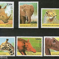 Guinea 1997 Elephant Leopard Giraffe Rhino Animal Wild Life Sc 1389-94 MNH #3545