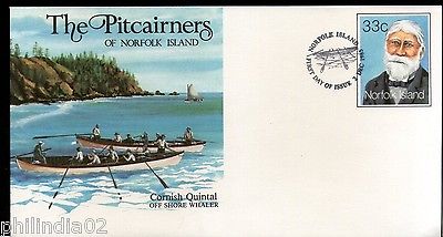 Norfolk Is. Cornish Quintal Off Shore Whaler Postal Stationery Env. FD Cancelled