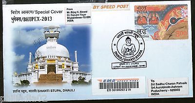 India 2013 Shanti Stupa Dhauli Buddha Buddism Bhupex Commercial Used Sp Cover 23