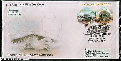 India 2008 Aldabra Giant Tortoise Reptiles Phila-2367a Commercial Used FDC - 02