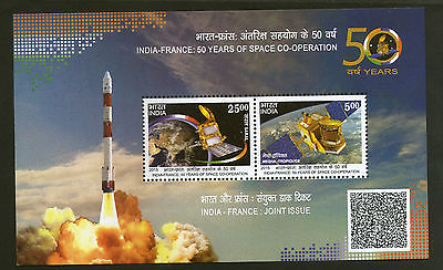 India 2015 Cooperation in Space India France Joint Issue Satellite 2v M/s MNH