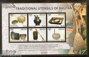 Bhutan 2017 Traditional Utensils Kitchen Ware Pottery Art Sheetlet MNH # 9060