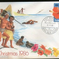 Papua New Guinea Legend of Hibiscus Christmas Postal Stationery Env FD Canc 7586