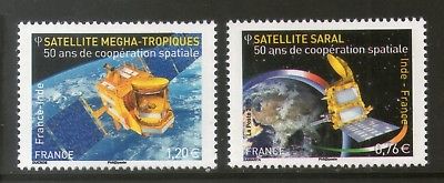 France 2015 India Joints Issue Cooperation in Space Satellite 2v MNH # 20