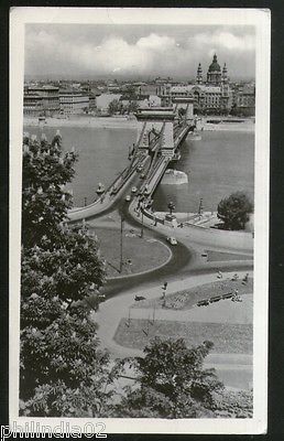 Hungary 1954 Budapest View of Chain Bridge View Picture Post Card to Finland #22