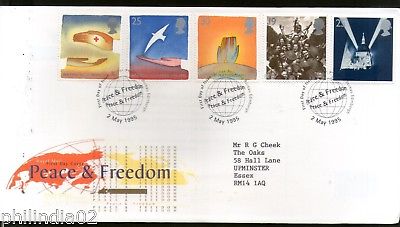 Great Britain 1995 Peace & Freedom Red Cross Dove Bird Hands 5v FDC # F76