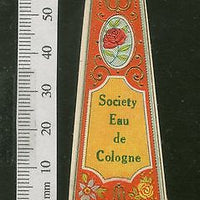 India 1950's Society Eau De Cologne French Print Vintage Label Multi-Colour 2090