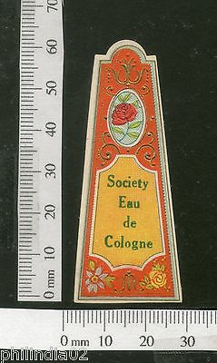 India 1950's Society Eau De Cologne French Print Vintage Label Multi-Colour 2090