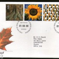 Great Britain 2000 Millennium Projects Tree & Leaf Sun Flower Yews 4v FDC # F14