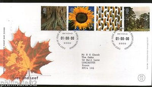 Great Britain 2000 Millennium Projects Tree & Leaf Sun Flower Yews 4v FDC # F14