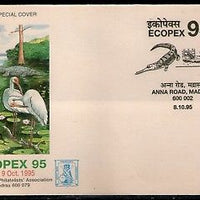 India 1995 Environment Crane Birds Flower Crocodile ECOPEX Special Cover # 16230