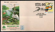 India 1995 Environment Crane Birds Flower Crocodile ECOPEX Special Cover # 16230