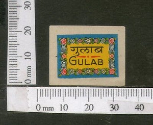 India Vintage Trade Label Gulab Rose Essential Oil Label Flower # 3699