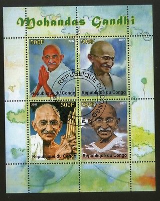 Congo 2007 Mahatma Gandhi of India M/s of 4 Cancelled # 5418
