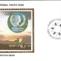 Guernsey 1985 Int Youth Year Emblem Colorano Silk Cover # 13286