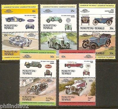 Tuvalu - Nukufetau 1985 Cars Automobile Transport 10v MNH # 3468