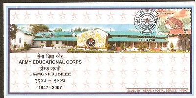 India 2007 Army Education Corps Bird Soldier Military APO Cover # 6535